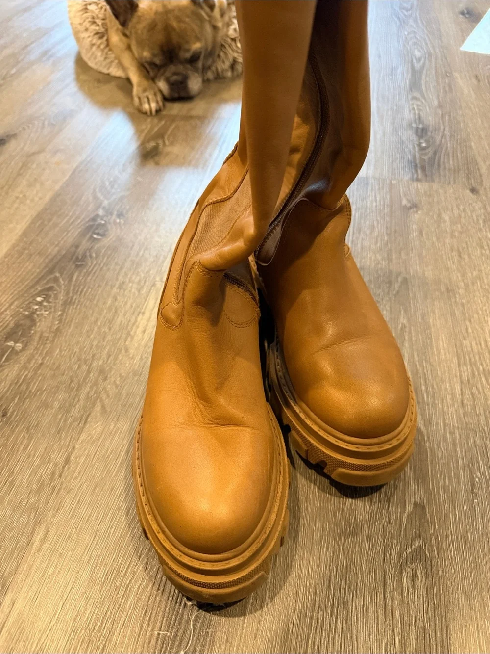 Steve Madden Tall Tan Lug Sole Over-the-Knee Boots